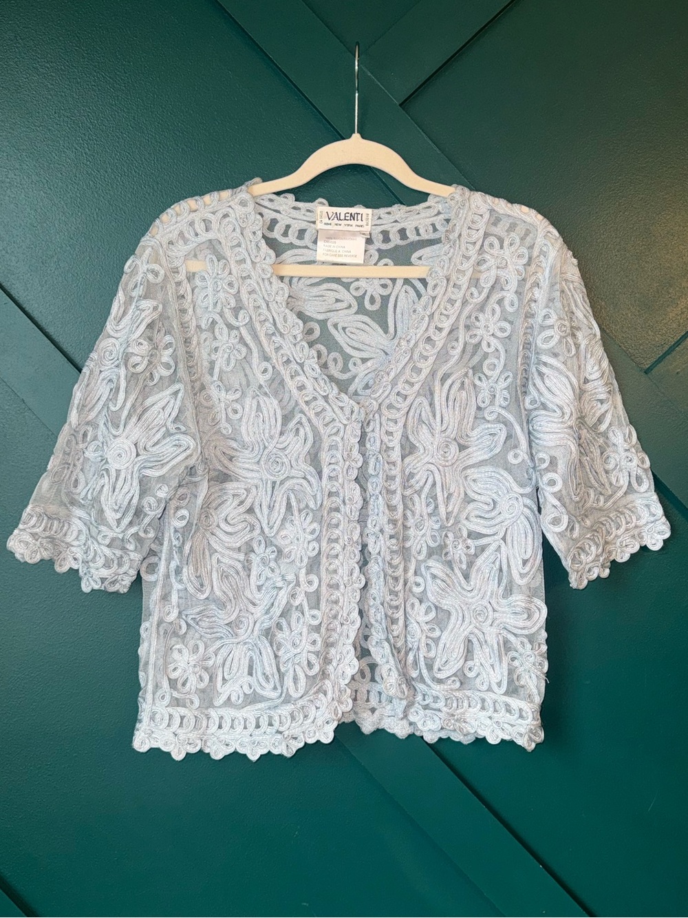 Valenti Vintage Light Blue Lace Embroidered Whimsigoth Boho Romantic Cottagecore